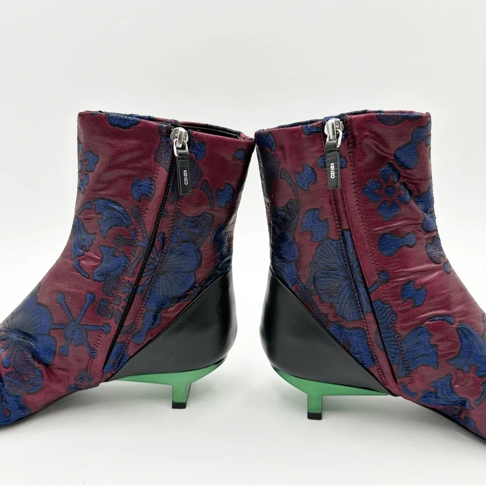 Kenzo Jacquard Pointed Toe Ankle Boots - Picture 5 of 15